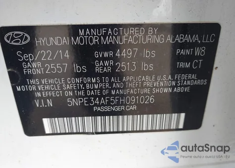 2015 Hyundai Sonata Sport из США, поврежденный, VIN 5NPE34AF5FH091026